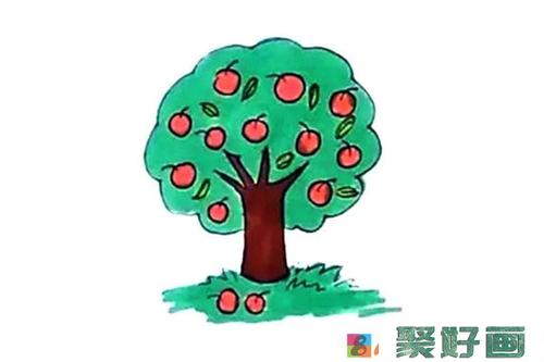 学画彩色的苹果树简笔画步骤图怎么画简笔画教程