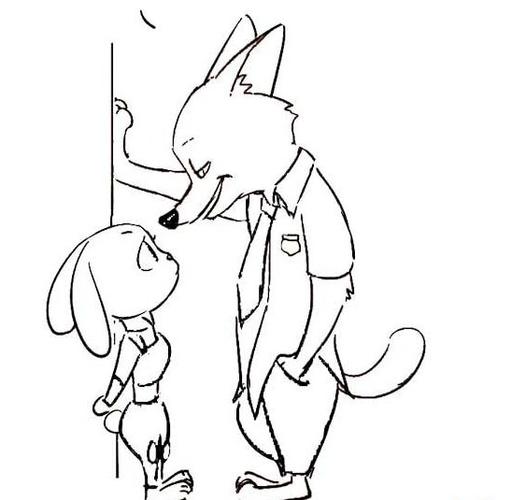 狐狸尼克和兔子朱迪疯狂动物城简笔画 疯狂动物城简笔画    卡通动漫