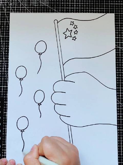 国庆节简笔画 简笔画 一起学画画 画画 国庆.秒懂创意的微博视频