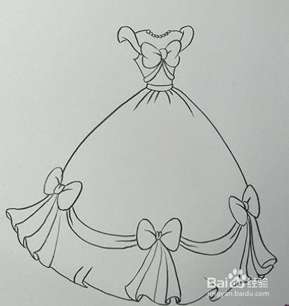 公主裙礼服的简笔画教程-百度经验