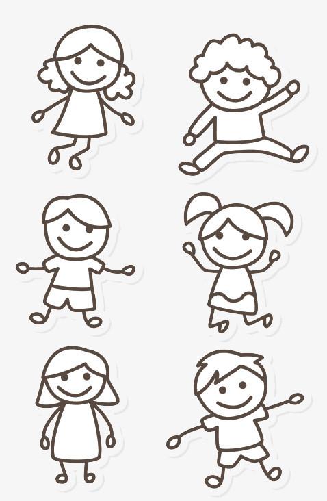 《黑色卡通简笔画小孩贴纸创意元素》使用adobe illustrator cc软件