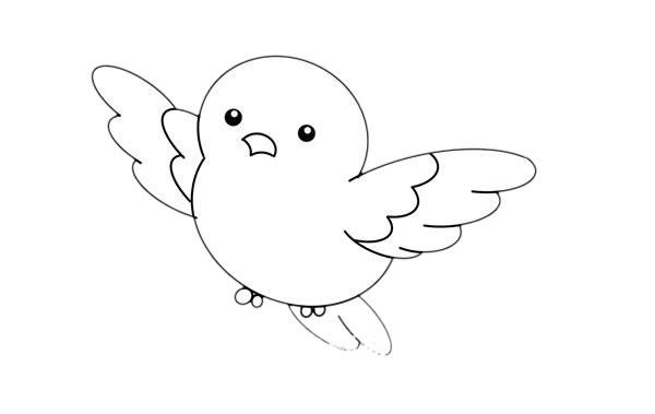 飞行的小鸟简笔画画法步骤图片教程