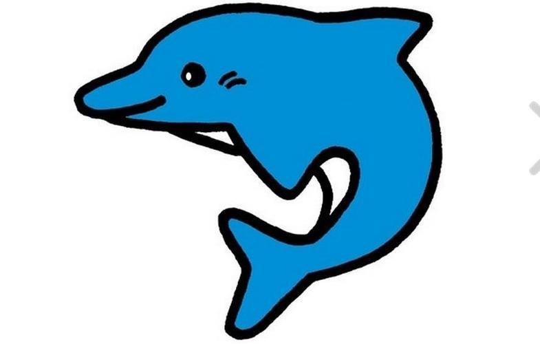 蓝色跳跃的小海豚动物简笔画-e学堂