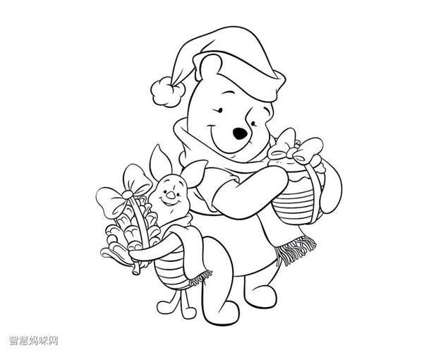 过圣诞节的小熊简笔画图片