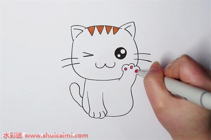 小猫咪怎么画 小猫咪简笔画步骤图 - 水彩迷