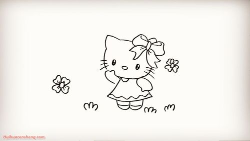hello kitty简笔画步骤凯迪猫简笔画作品彩色图片卡通动漫简笔画