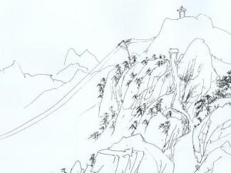 东岳泰山的简笔画小孩