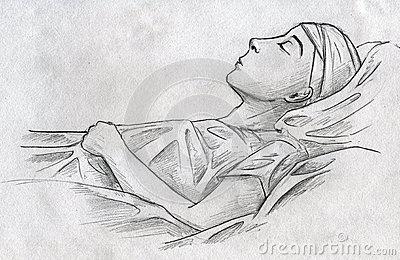 病人躺在病床上的简笔画怎么画