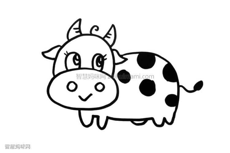 可爱奶牛简笔画画法教程