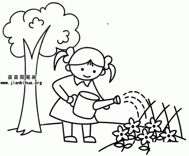 小女孩浇花简笔画图解教程 浇水六法 ①残茶浇花残茶用来浇花既能