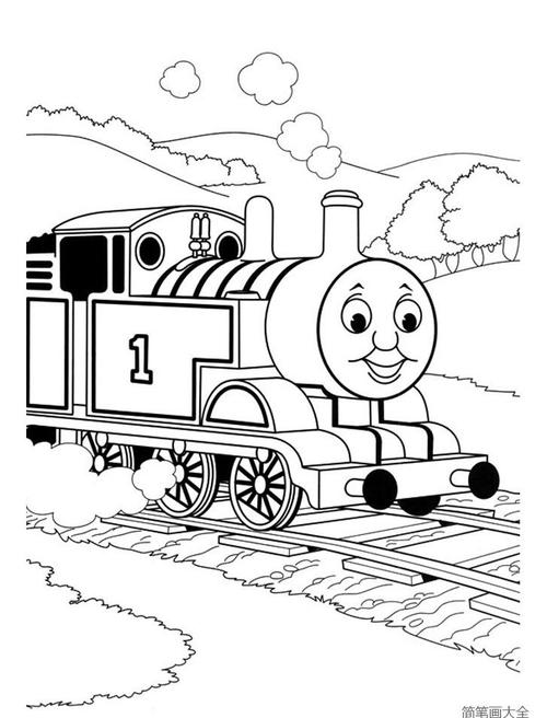 小火车托马斯填色图片卡通简笔画简笔画大全
