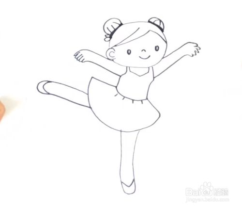 儿童简笔画如何用彩笔画跳芭蕾的女孩舞裙简笔画法