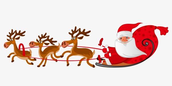 麋鹿拉雪橇简笔画圣诞老人会在夜晚乘着 麋鹿拉 的 雪橇 从烟囱里免抠