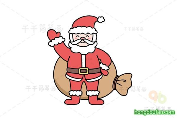 12张红色的卡通圣诞老人儿童卡通简笔画-红豆饭小学生简笔画大全