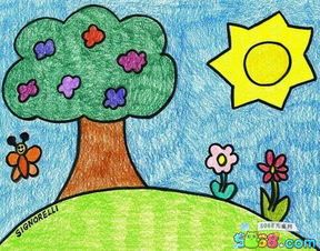 大树和花儿春天到了绘画图片欣赏正文花草树木简笔画风景第12组春天