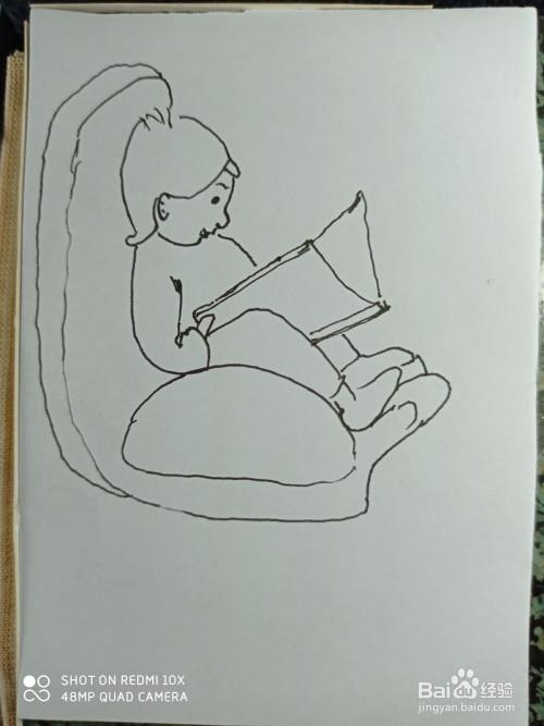 怎样画简笔画看书的女孩