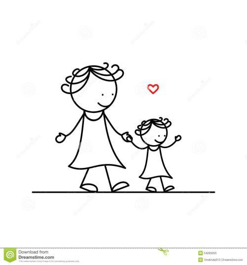 妈妈和女儿的简笔画妈妈和女儿的卡通头像妈妈牵手孩子的简笔画