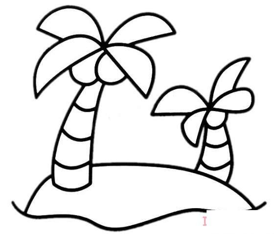 海滩椰子树简笔画的画法教程简单好看