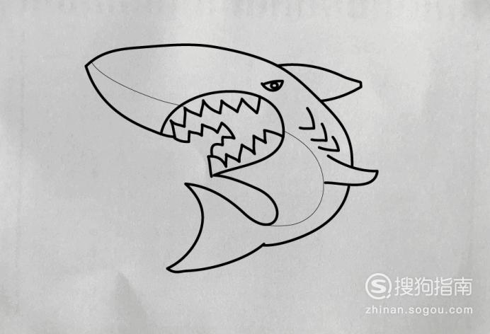 如何画凶猛的鲨鱼简笔画
