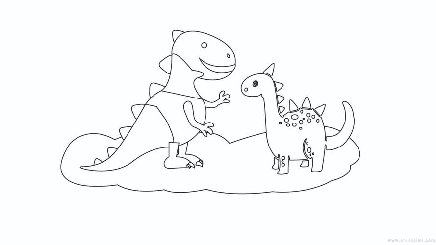 恐龙世界简笔画怎么画 恐龙世界简笔画图片大全 - 水彩迷