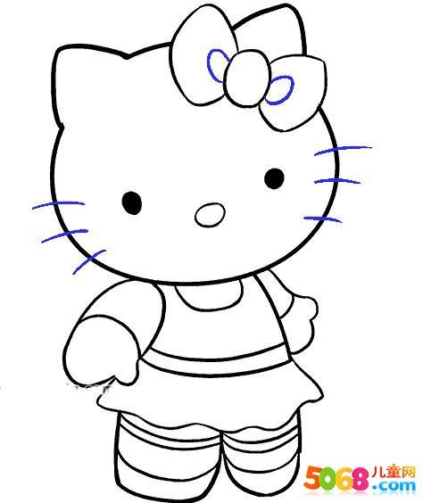 快速画出凯蒂猫的儿童简笔画教程hello kitty简笔画图片-拿着气球的