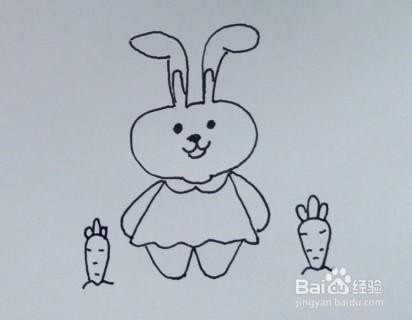 儿童简笔画如何一步一步画小兔子收胡萝卜-百度经验