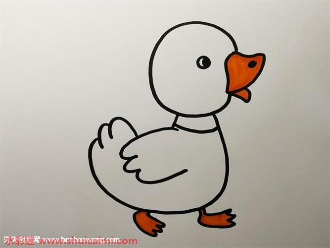 幼儿鸭子怎么画 幼儿鸭子简笔画简单易画彩色 - 水彩迷