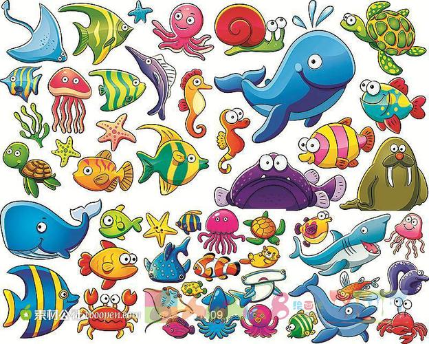 海洋简笔画图片大全大图小动物