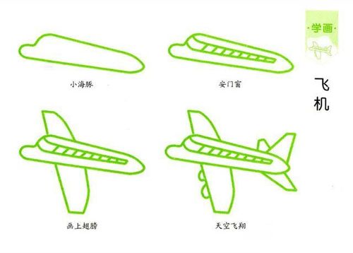 卡通飞机的画法步骤 客机简笔画教程素描彩图