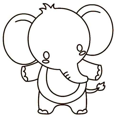 可爱的小象动物简笔画步骤图片大全儿童画绘画吧-画画