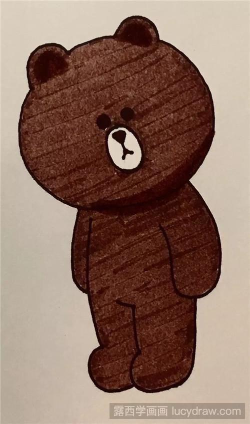 布朗熊简笔画有颜色