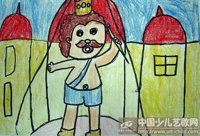 皇帝的新装简笔画-在线图片欣赏  皇帝的新装儿童水彩画教程步骤