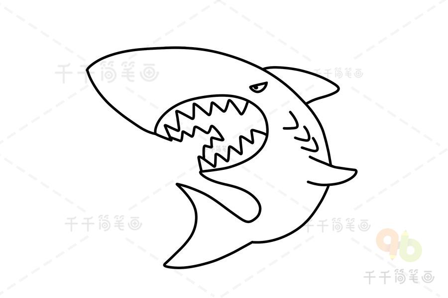 鲨鱼涂色画图片大全海底世界涂色画简笔画