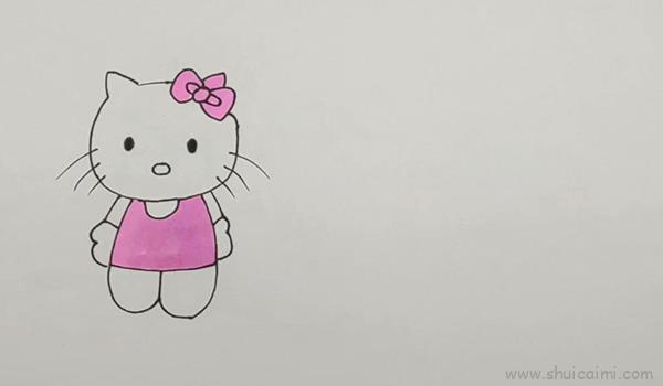 凯蒂猫儿童画怎么画 凯蒂猫简笔画步骤 - 水彩迷