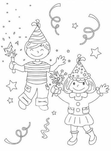 儿童简笔画新年新年简笔画图片大全-欢乐的孩子新年简笔画简笔画