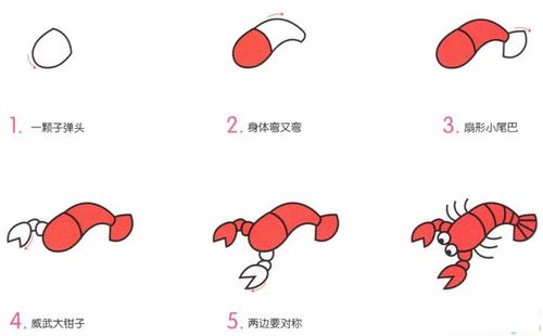 简笔画小龙虾的具体步骤图示