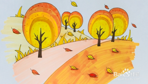 画彩色秋天简笔画简笔画秋天去哪玩教程简笔画教程兴趣秋天的风景简笔