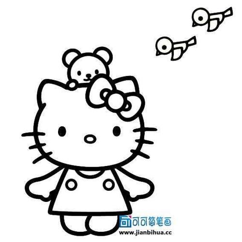 kitty猫美甲图片简笔画3