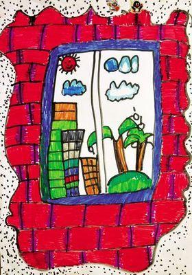 窗外风景儿童画简笔画色彩