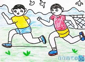 跑步运动简笔画儿童画