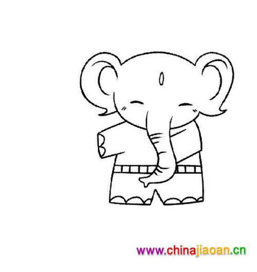 一只可爱的大象幼儿动物简笔画