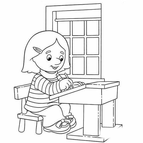 关于小学生认真写作业的简笔画画法教宝宝学画写作业的小女孩简单