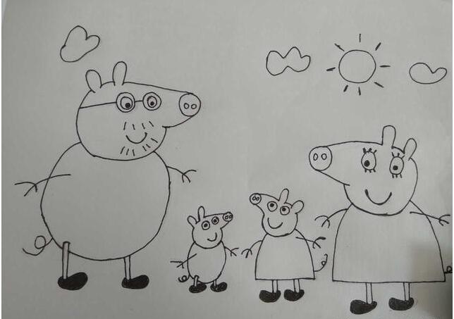小猪佩奇卡通简笔画小猪佩奇一家人