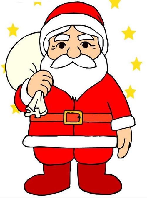 节日儿童画-圣诞老人简笔画大全-星光闪闪的圣诞老人