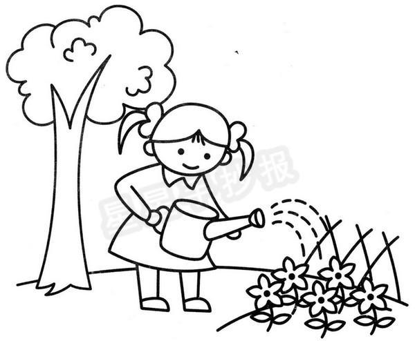 浇水简笔画画法图片步骤q版浇水小男孩简笔画步骤图我给植物浇水的简