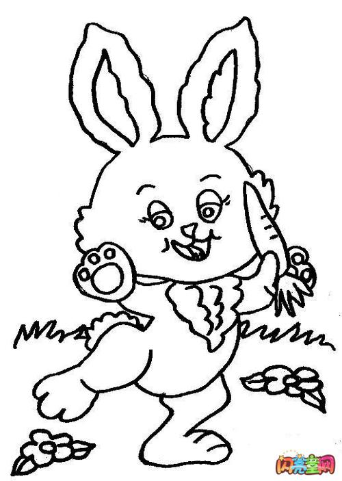 小兔子吃胡萝卜简笔画