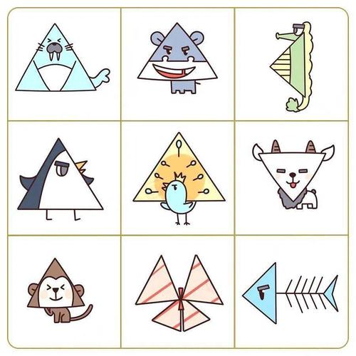 简笔画教你用三角形正方形圆形画超萌动物